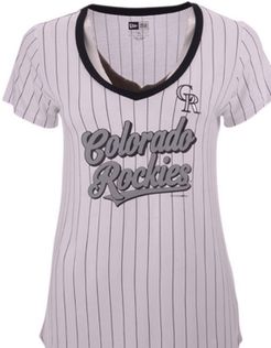 Colorado Rockies Pinstripe V-Neck T-Shirt
