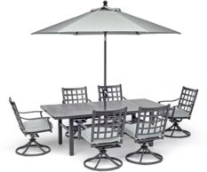 Highland Outdoor 7-Pc. Dining Set (84" x 42" Dining Table and 6 Swivel Chairs) with Sunbrella Cushions, Created for Macy's