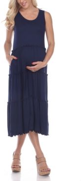 Maternity Scoop Neck Tiered Midi Dress