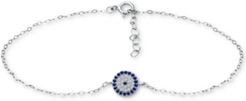 Cubic Zirconia Evil Eye Ankle Bracelet in Sterling Silver, Created for Macy's