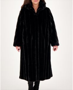 Plus Size Hooded Faux-Fur Maxi Coat