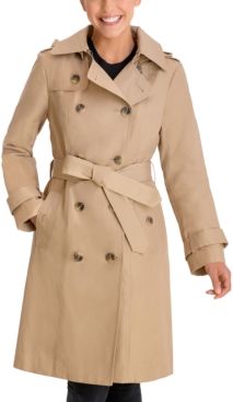 Double-Breasted Hooded Trench Coat, Created for Macy's