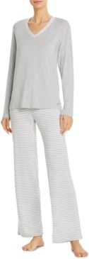 Top & Striped Bottoms Pajama Set