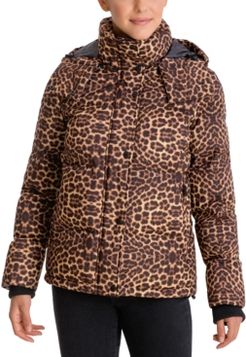 Leopard-Print Hooded Puffer Coat