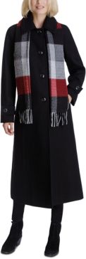 Plaid-Scarf Maxi Coat