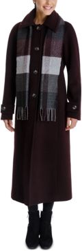 Plaid-Scarf Maxi Coat