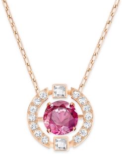 Rose Gold-Tone Dancing Crystal Pendant Necklace, 14-7/8" + 2" extender