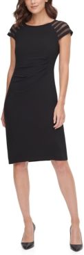 Petite Illusion Cap-Sleeve Sheath Dress