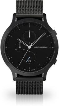 All Black Chronograph with Black-Tone Stainless Steel Mesh Bracelet Watch, 42mm