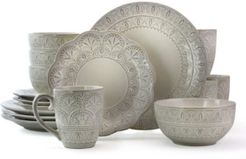 Elama Lace 16 Piece Luxurious Stoneware Dinnerware Set