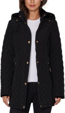 Fleece-Lined Hooded Quilted Coat