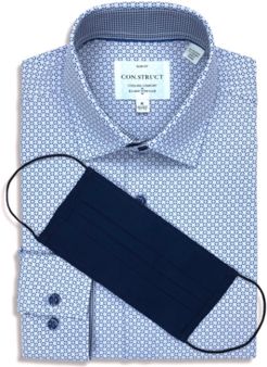 Con. Struct Men's Slim-Fit 4-Way Performance Stretch Geo-Print Dress Shirt with Pleated Face Mask, Created for Macy's