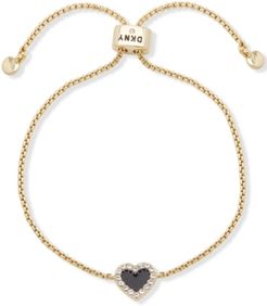 Gold-Tone Pave Colored Heart Slider Bracelet