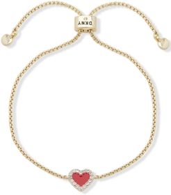 Gold-Tone Pave Colored Heart Slider Bracelet