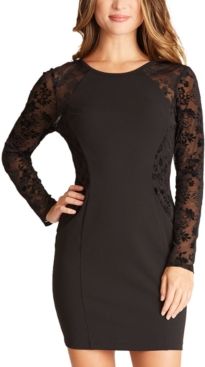 Juniors' Sheer-Sleeve Bodycon Dress