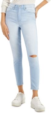 Juniors' High Rise Ripped Skinny Ankle Jeans