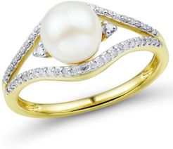 Cultured Freshwater Pearl (7mm) & Diamond (1/6 ct. t.w.) Ring in 14k Gold