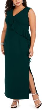 Plus Size V-Neck Ruffle Dress