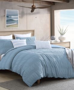 Lush Moselle Cotton Ruched Waffle Weave 3 Piece Duvet Cover Set, California King Bedding