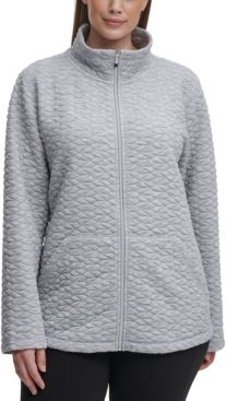 Performance Plus Size Full-Zip Textured Jacket