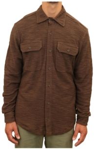 Textured Knit Two Pocket Woven Button Down Shirt