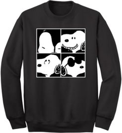 Snoopy 4 Squared Faces Crew Fleece Sweatshirt