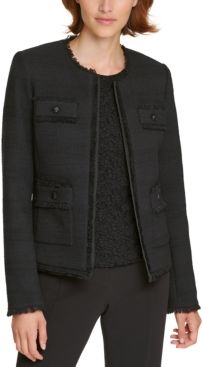 Tweed Fringe-Trim Jacket