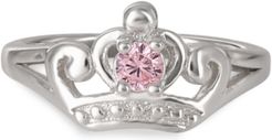 Pink Cubic Zirconia Princess Tiara Ring in Sterling Silver