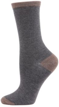 Tipped Flat knit Cashmere Women's Crew Socks