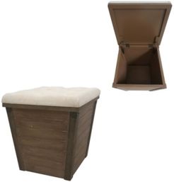 Cenicer Tufted Linen Top and Fir Wood Storage Ottoman