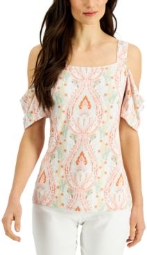 Printed Cold-Shoulder Top, Created for Macy's