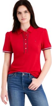 Cotton Puff-Sleeve Polo