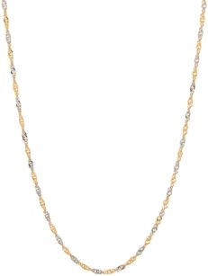 Polished Diamond Cut 20" Solid Singapore Chain in 10K Yellow Gold