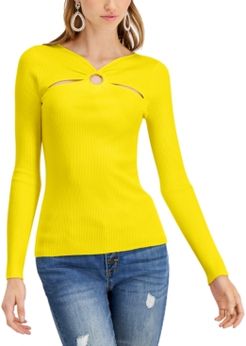 Inc O-Ring Cutout Ribbed Sweater, Created for Macy's