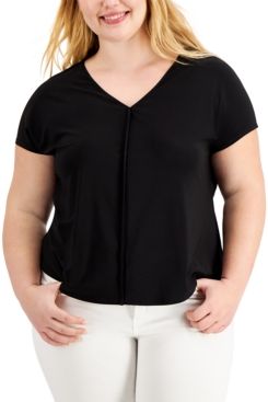 Plus Size Seamed V-Neck Top, Created For Macy's