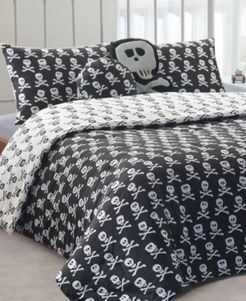 4-Pc. Reversible Skull-Print Twin Comforter Set Bedding