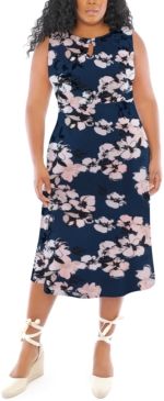 Plus Size Floral-Print Midi Dress