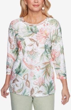 Plus Size Springtime in Paris Floral Texture Top