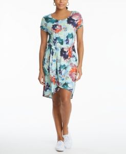 Printed Faux Wrap Dress