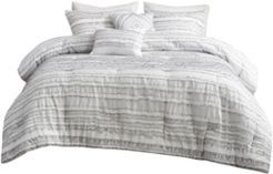 Avery Full/Queen Cotton Clip Jacquard Comforter, Set of 5 Bedding