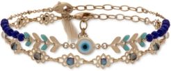 Gold-Tone 2-Pc. Set Evil Eye Anklet Bracelets