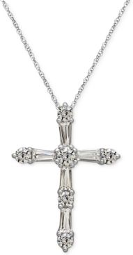 Sterling Silver White Swarovski Zirconia Cross Pendant Necklace (1-1/2 ct. t.w.)