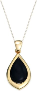 Onyx Teardrop Pendant Necklace (8 ct. t.w.) in 14k Gold over Resin