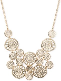 Gold-Tone Textured Disc Drama Necklace