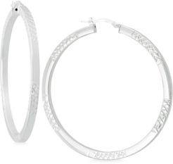 Textured Square-Edge Hoop Earrings in Sterling Silver