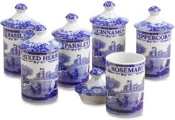 "Blue Italian" Spice Jars, Set of 6