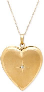 Diamond Accent Heart Locket Pendant Necklace in 10k Gold