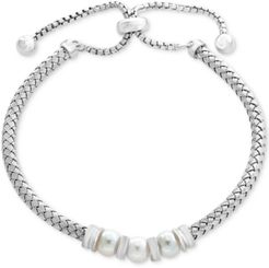 Effy Cultured Freshwater Pearl (6mm) Bolo Bracelet in Sterling Silver