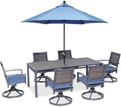 Harlough Ii Outdoor 7-Pc. Dining Set (84" x 42" Dining Table and 6 Swivel Rockers) with Sunbrella Cushions, Created for Macy's