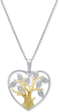 Diamond Family Tree 18" Pendant Necklace (1/10 ct. t.w.) in Sterling Silver & 18k Gold-Plate